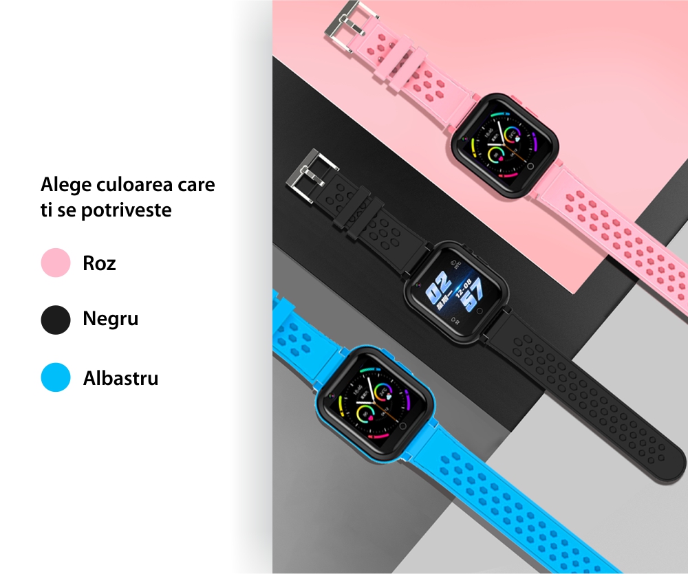 Ceas Smartwatch Pentru Copii YQT-T16-1, Cartela SIM, Functii de monitorizare, Camera, Apelare video, SOS, Perimetru siguranta, Comunicare bidirectionala, Contacte, Albastru