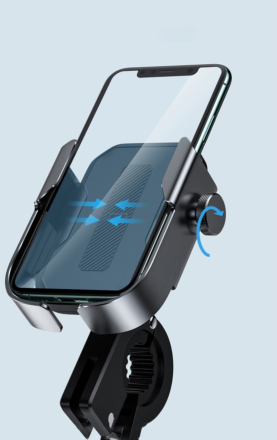 Suport telefon pentru bicicleta / motocicleta Baseus SUKJA-0S, Gri, Aluminiu