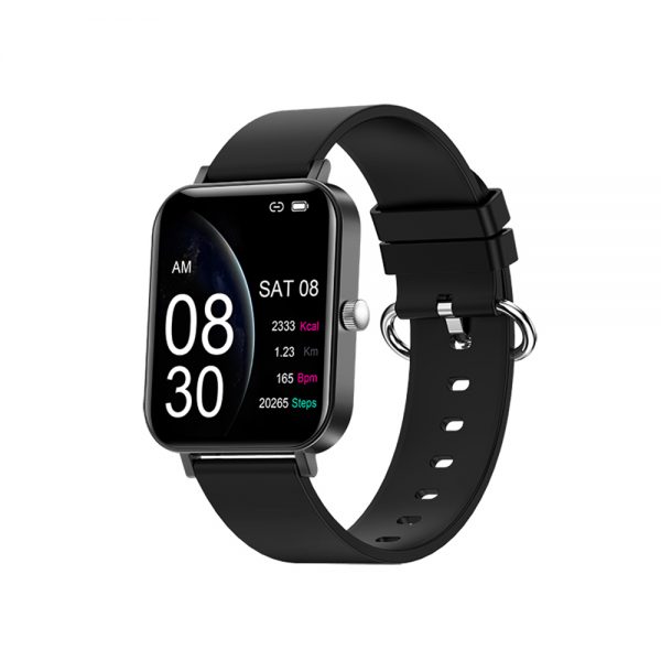 Ceas Smartwatch Twinkler TKY-CF82, Negru cu Monitorizare ritm cardiac, Tensiune arteriala, Calorii, Cronometru, Istoric exercitii, Notificari, Vreme