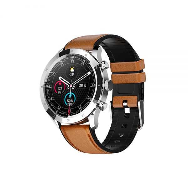 Ceas Smartwatch Twinkler TKY-QY05 Maro, Curea piele cu Moduri sportive, Monitorizare tensiune arteriala, Memento sedentar, Calitate somn, Calorii arse, Pasi