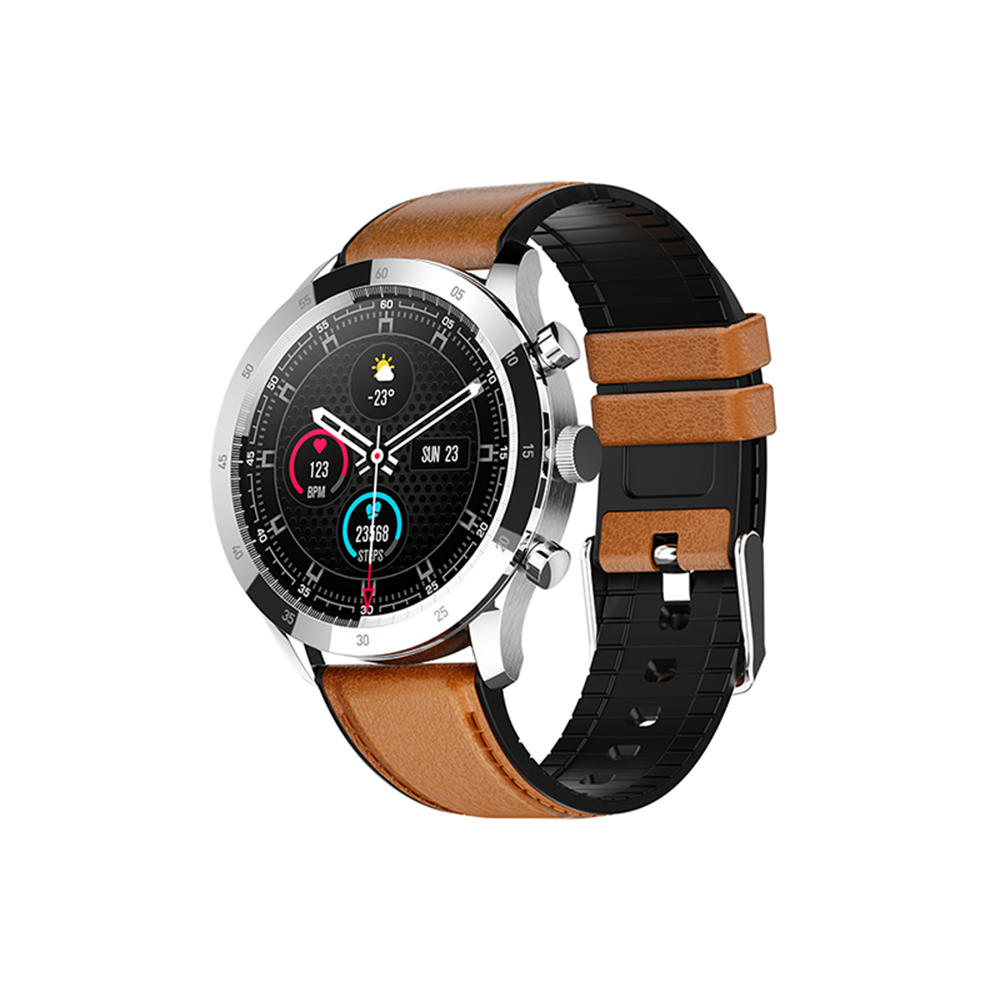 Ceas Smartwatch Twinkler TKY-QY05 Maro, Curea piele cu Moduri sportive, Monitorizare tensiune arteriala, Memento sedentar, Calitate somn, Calorii arse, Pasi