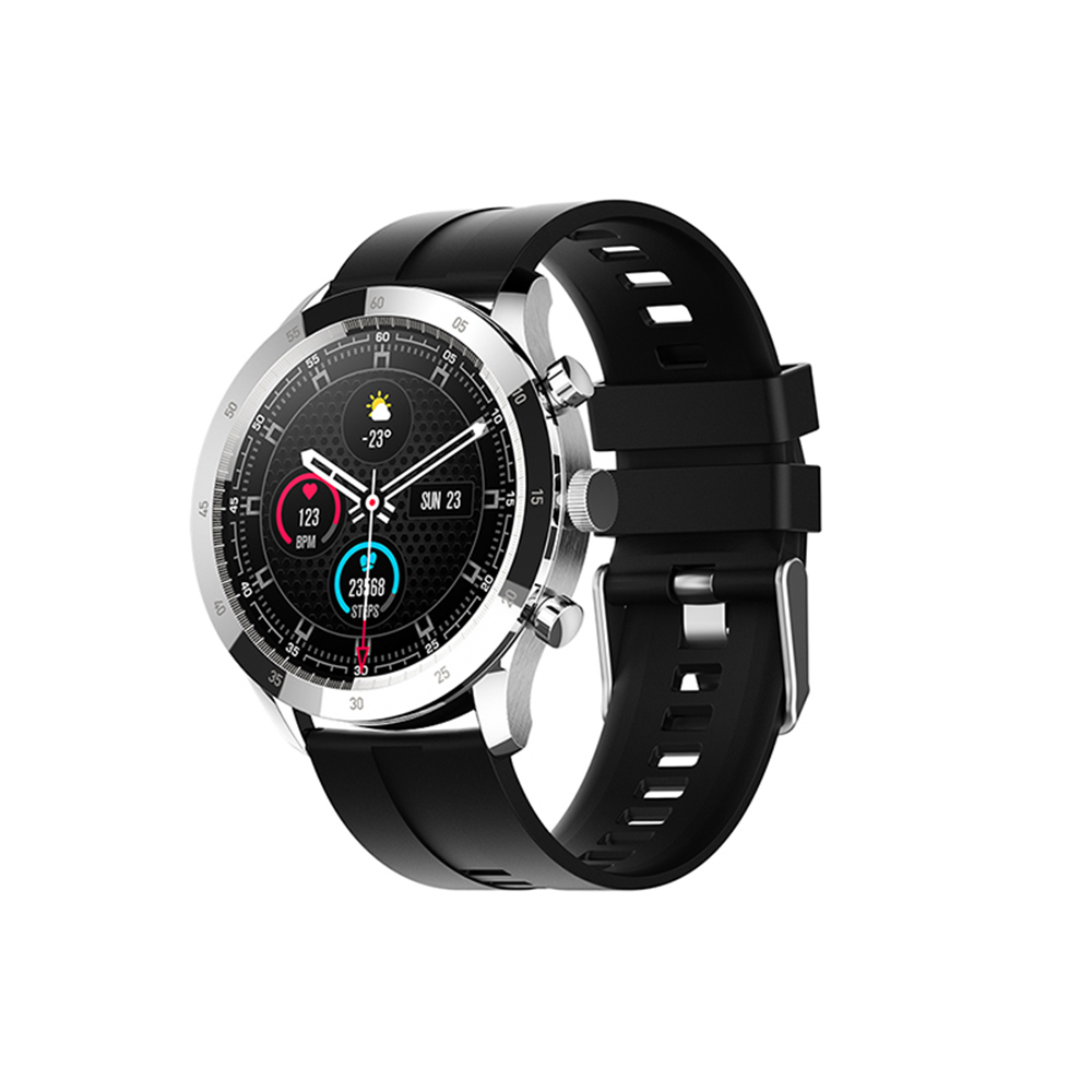 Ceas Smartwatch Twinkler TKY-QY05 Negru / Argintiu, Curea silicon cu Moduri sportive, Monitorizare tensiune arteriala, Memento sedentar, Calitate somn, Calorii arse, Pasi