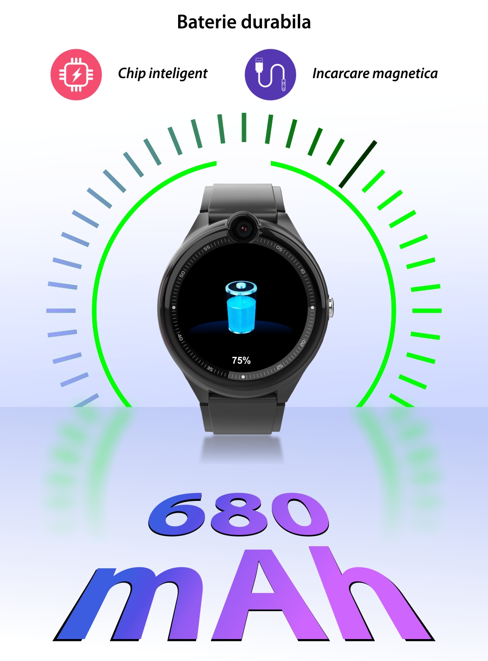 Ceas Smartwatch Pentru Copii, Wonlex KT26, Negru, Nano SIM 4G, Functie telefon, Intercom, Apel video, Contacte, Istoric apeluri, Buton SOS