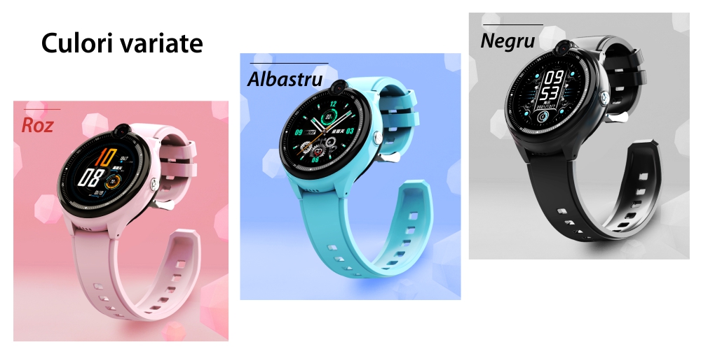 Ceas Smartwatch Pentru Copii, Wonlex KT26, Negru, Nano SIM 4G, Functie telefon, Intercom, Apel video, Contacte, Istoric apeluri, Buton SOS