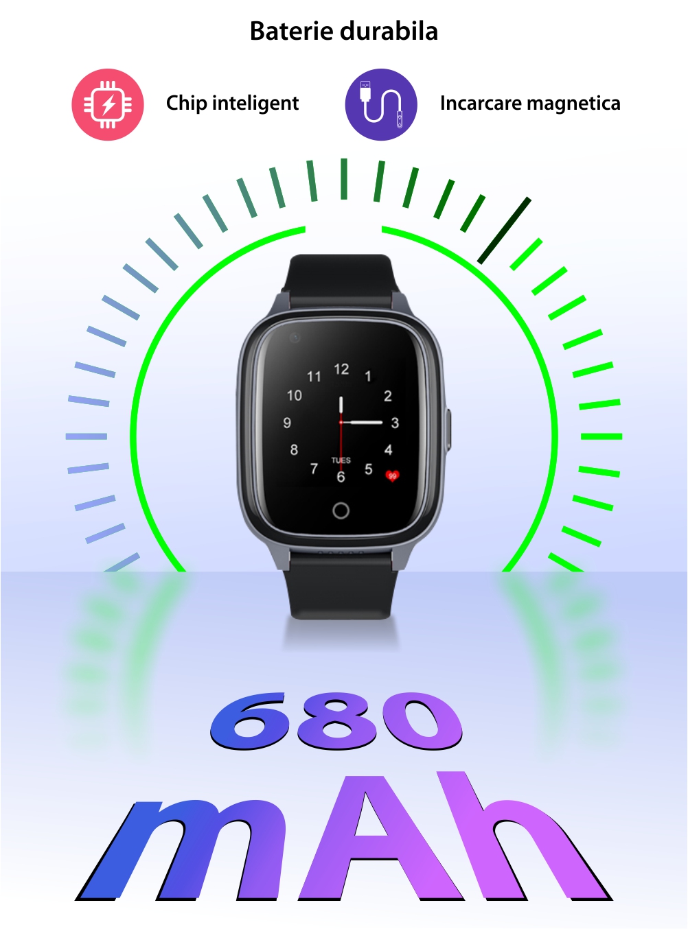 Ceas Smartwatch Pentru Copii Wonlex KT17, Roz cu Functie de Localizare GPS, Comunicare bidirectionala, Pedometru, Alarma, Camera, Mesagerie, Apel Video, Buton SOS