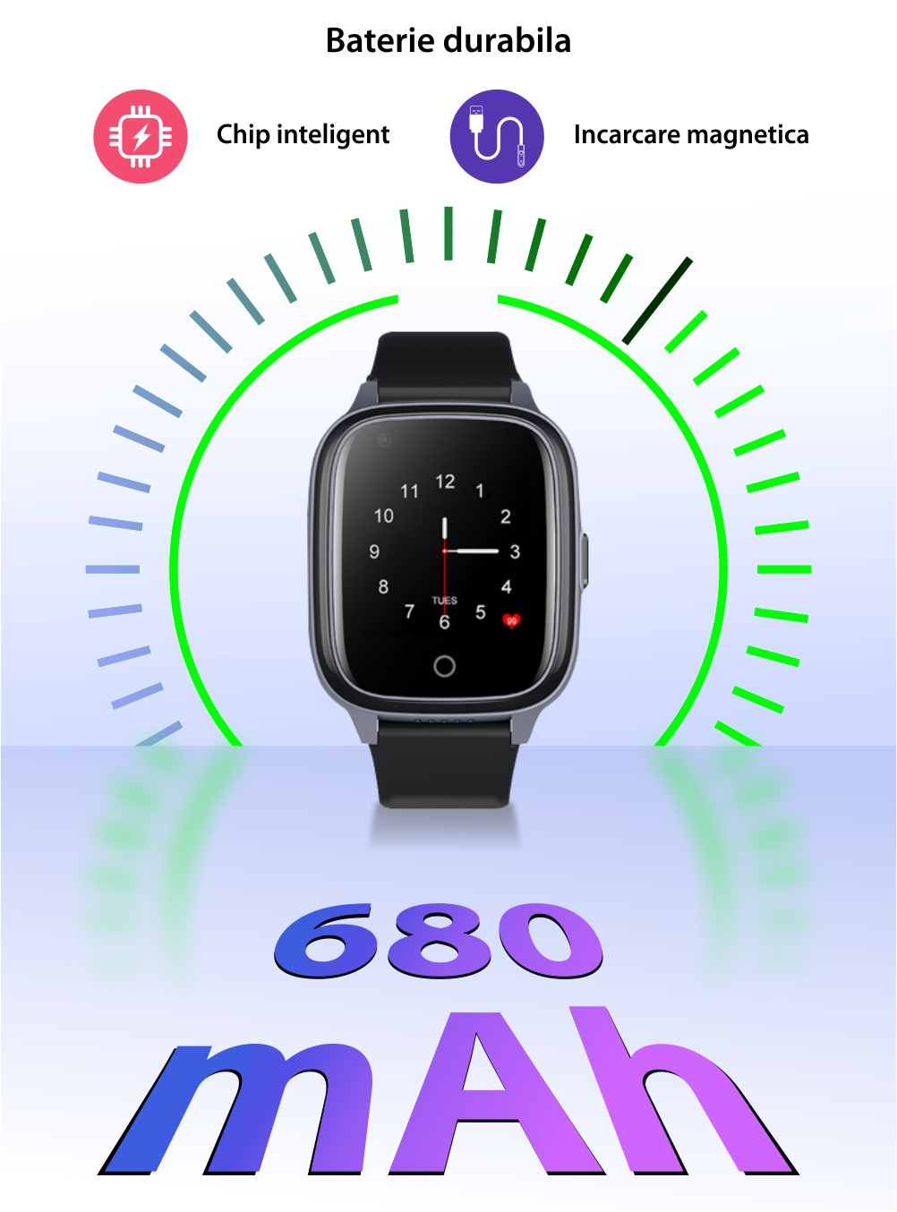 Ceas Smartwatch Pentru Copii Wonlex KT17, Albastru cu Functie de Localizare GPS, Comunicare bidirectionala, Pedometru, Alarma, Camera, Mesagerie, Apel Video, Buton SOS