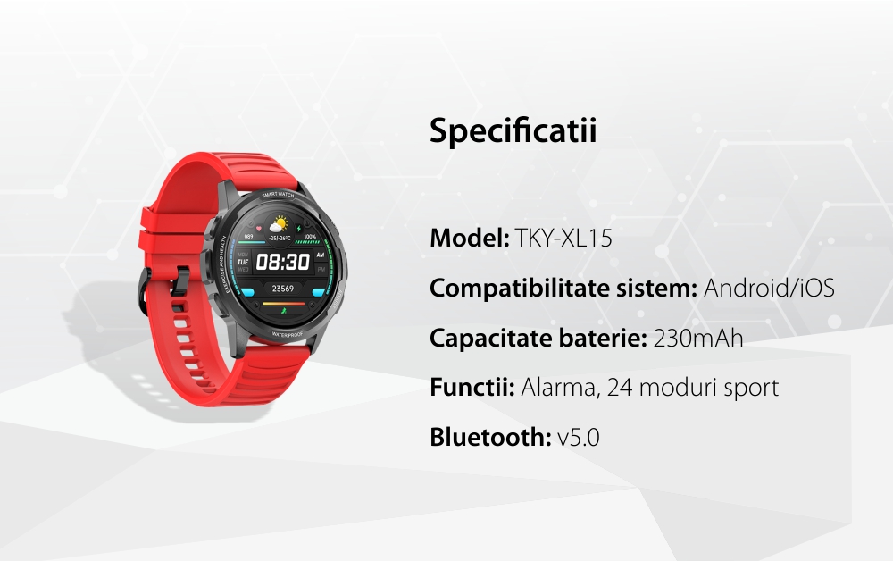 Ceas Smartwatch Twinkler TKY-XL15, Verde cu Moduri sportive, Functii monitorizare sanatate, Ritm cardiac, Tensiune arteriala, Somn, Pasi, Alarma, Memento sedentar