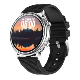 Ceas Smartwatch XK Fitness CF81 cu Functii monitorizare sanatate, Pedometru, Moduri sport, Cronometru, Calorii, Bratara silicon, Arigintiu