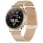 Ceas Smartwatch XK Fitness CF81 cu Functii monitorizare sanatate, Pedometru, Moduri sport, Cronometru, Calorii, Alarma, Bratara metalica, Auriu