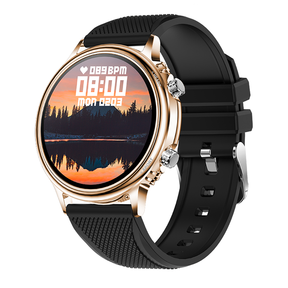 Ceas Smartwatch XK Fitness CF81 cu Functii monitorizare sanatate, Pedometru, Moduri sport, Cronometru, Calorii, Alarma, Bratara silicon, Auriu image