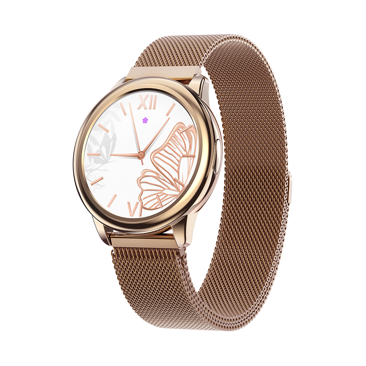 Ceas Smartwatch Dama XK Fitness HDT8 cu Monitorizare sanatate, Calorii arse, Ciclu menstrual, Moduri sportive, Reminder, Bratara metalica, Rose Adulti imagine Black Friday 2021