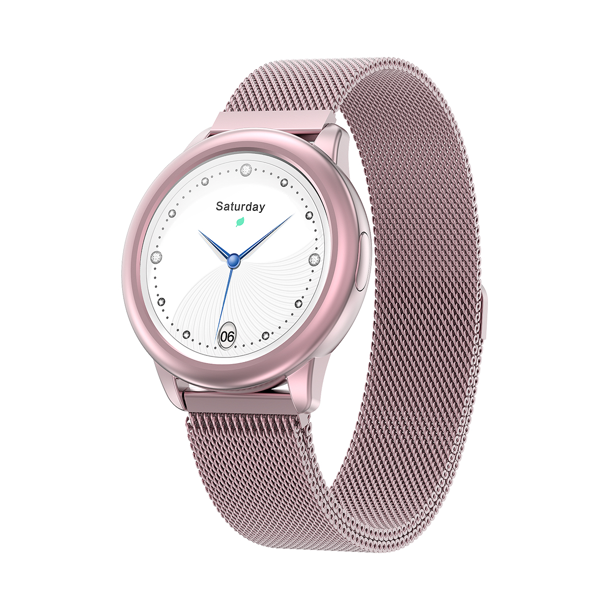 Ceas Smartwatch Dama XK Fitness HDT8 cu Monitorizare sanatate, Calorii arse, Ciclu menstrual, Moduri sportive, Reminder, Bratara metalica, Roz Adulti imagine Black Friday 2021