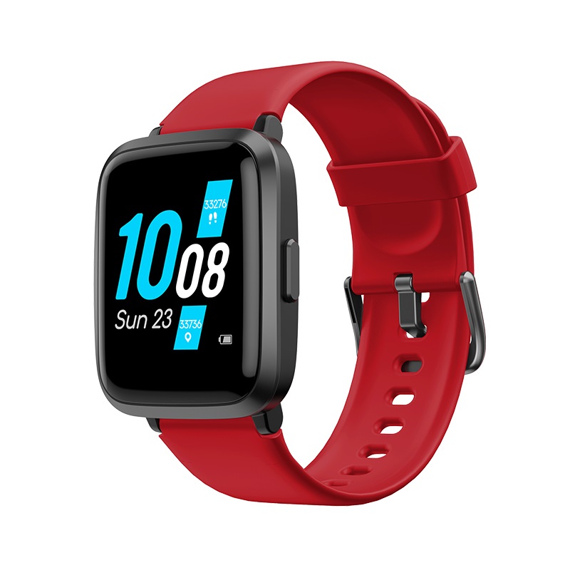 Ceas Smartwatch XK Fitness ID205U cu Functii monitorizare sanatate, Pedometru, Moduri sportive, Memento sedentar, Calorii, Rosu