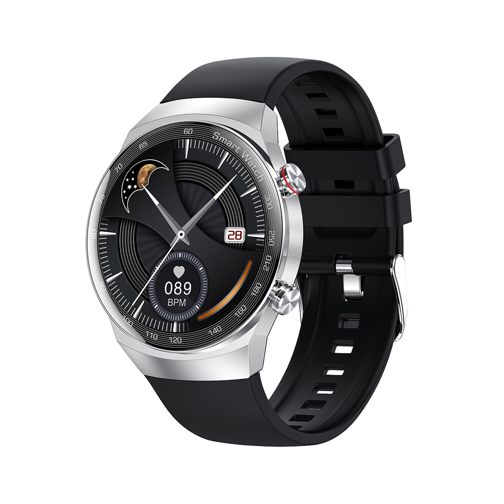Ceas Smartwatch XK Fitness AK26 cu Functii monitorizare sanatate, Memento sedentar, Senzor puls, Pedometru, Notificari, Contacte, Bratara silicon, Negru / Argintiu XK Fitness imagine 2022 crono24.ro
