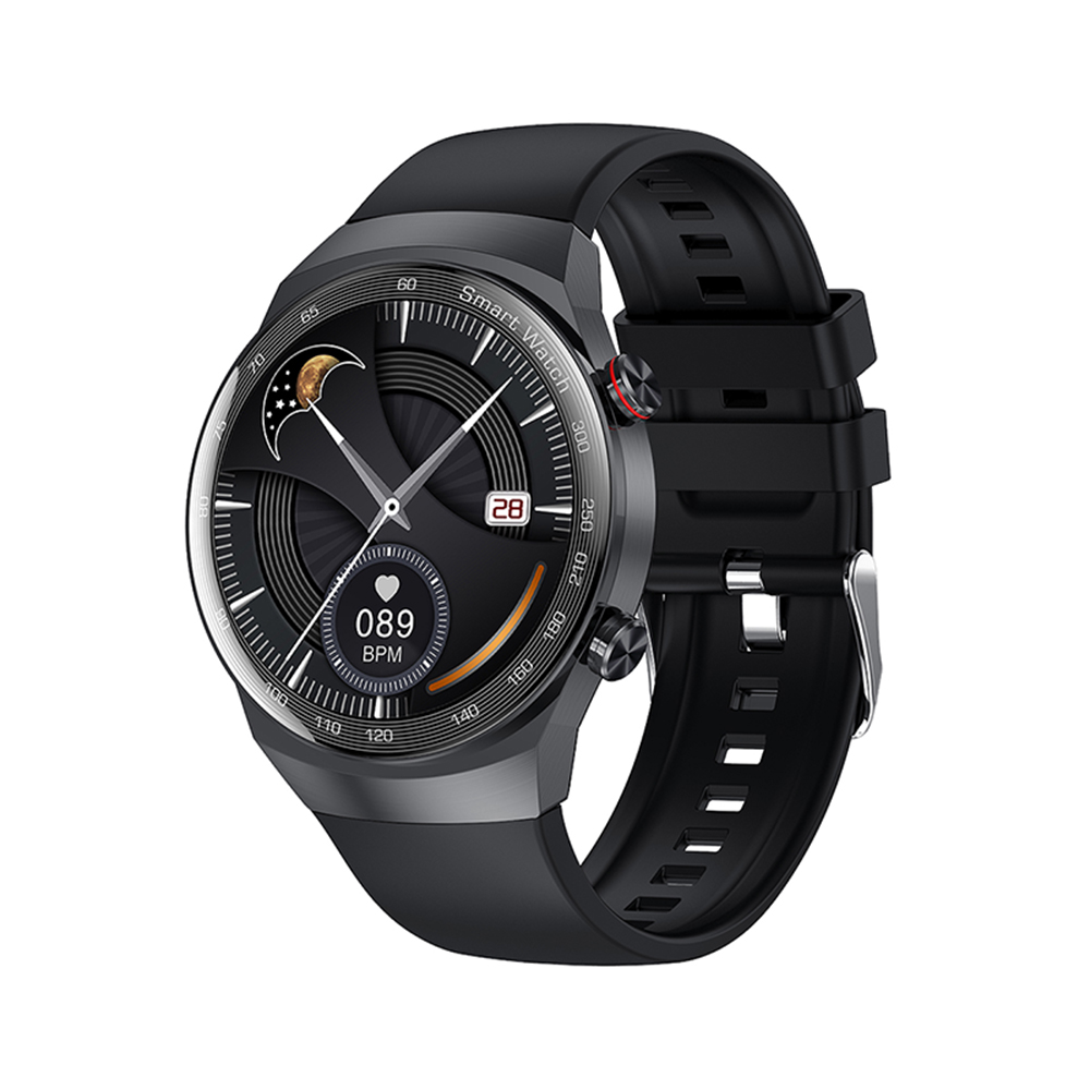 Ceas Smartwatch XK Fitness AK26 cu Functii monitorizare sanatate, Memento sedentar, Senzor puls, Pedometru, Notificari, Contacte, Bratara silicon, Negru XK Fitness imagine 2022 crono24.ro