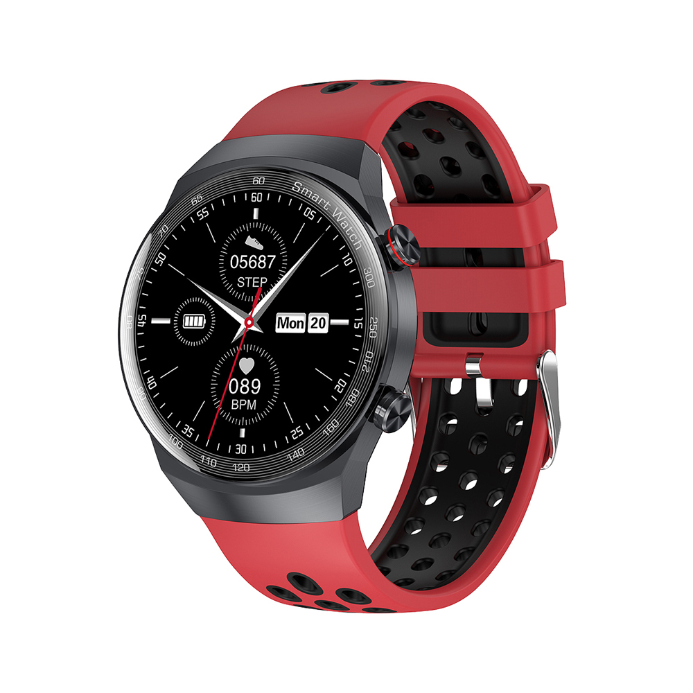 Ceas Smartwatch XK Fitness AK26 cu Functii monitorizare sanatate, Memento sedentar, Senzor puls, Pedometru, Notificari, Contacte, Bratara silicon, Rosu Adulti imagine Black Friday 2021