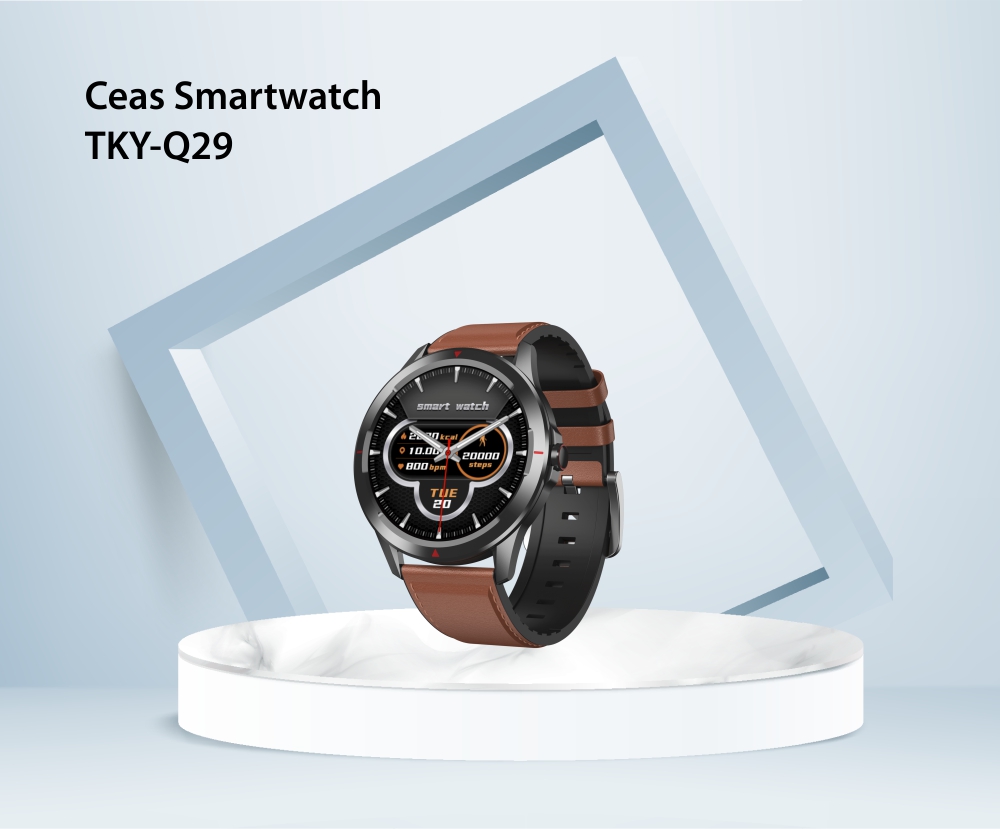 Ceas Smartwatch Twinkler TKY-Q29, Negru cu Functii sanatate, Moduri fitness, Pedometru, SMS / Apel Reminder, Memento sedentar, Alarma