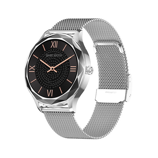 Ceas Smartwatch XK Fitness DT86, cu Functii monitorizare sanatate, Moduri sportive, Antrenament, Cronometru, Informatii vreme, Bratara metalica, Argintiu