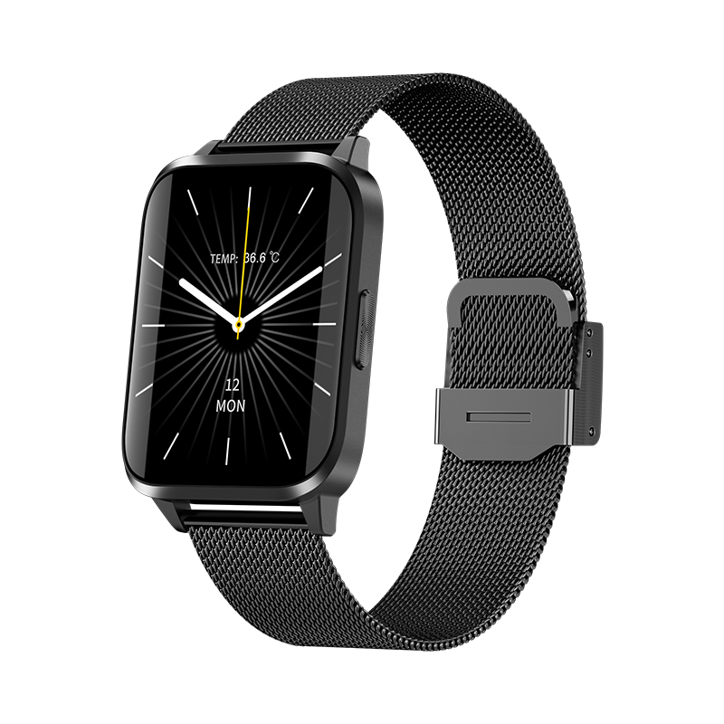 Ceas Smartwatch XK Fitness JM01 cu Functie masurare temperatura corporala, Monitorizare sanatate, Pedometru, Distanta, Calorii, Bratara metalica, Negru XK Fitness imagine 2022 crono24.ro