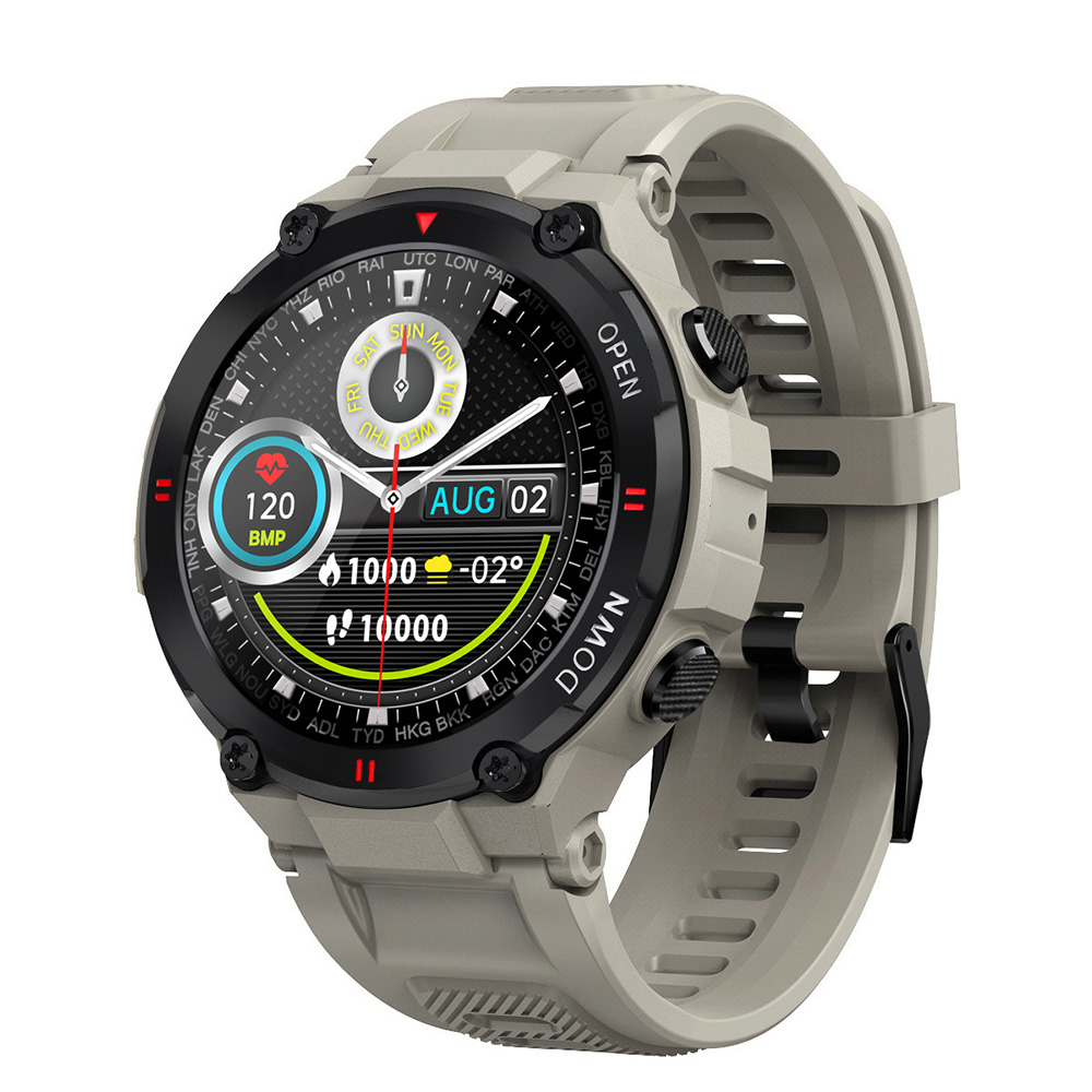 Ceas Smartwatch XK Fitness K22 cu Functii monitorizare sanatate, Calitatea somnului, Moduri sport, Cadran personalizat, Calorii, Distanta, Memento, Beige XK Fitness imagine noua tecomm.ro