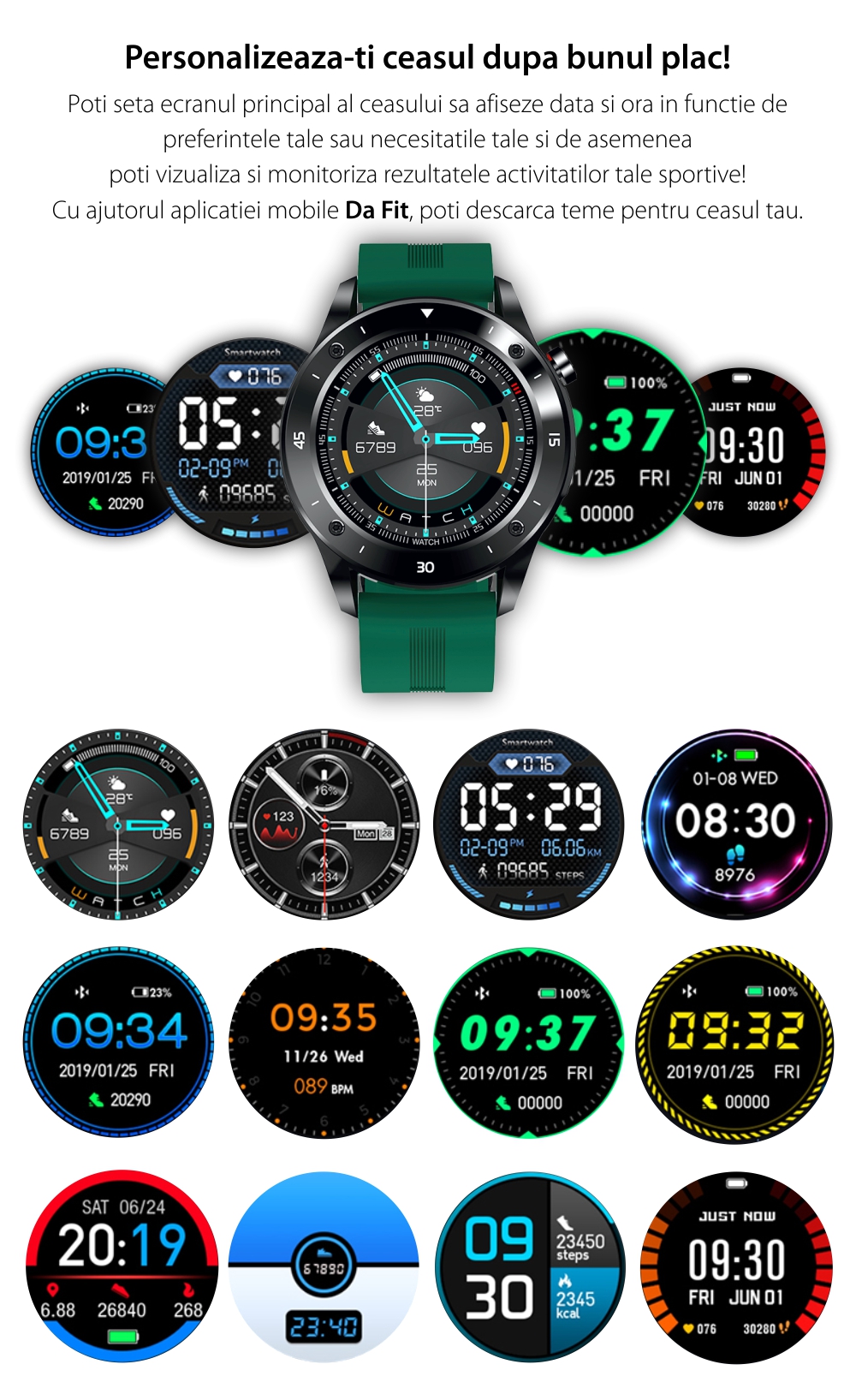Ceas Smartwatch XK Fitness F22S cu Moduri exercitii, Monitorizare sanatate, Calorii, Pasi, Distanta, Memento sedentar, Rosu