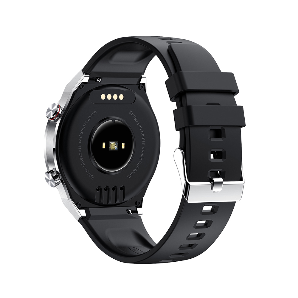 Ceas Smartwatch XK Fitness AK26 cu Functii monitorizare sanatate, Memento sedentar, Senzor puls, Pedometru, Notificari, Contacte, Bratara silicon, Negru / Argintiu