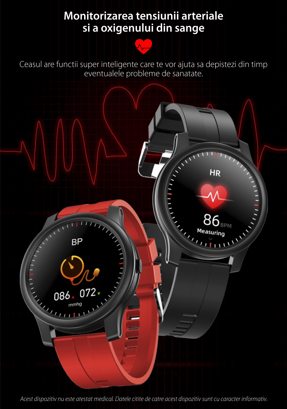 Ceas Smartwatch XK Fitness F12S cu Monitorizare Puls, Tensiune, Oxigen, Somn, Memento sedentar, Moduri sportive, Calorii, Maro