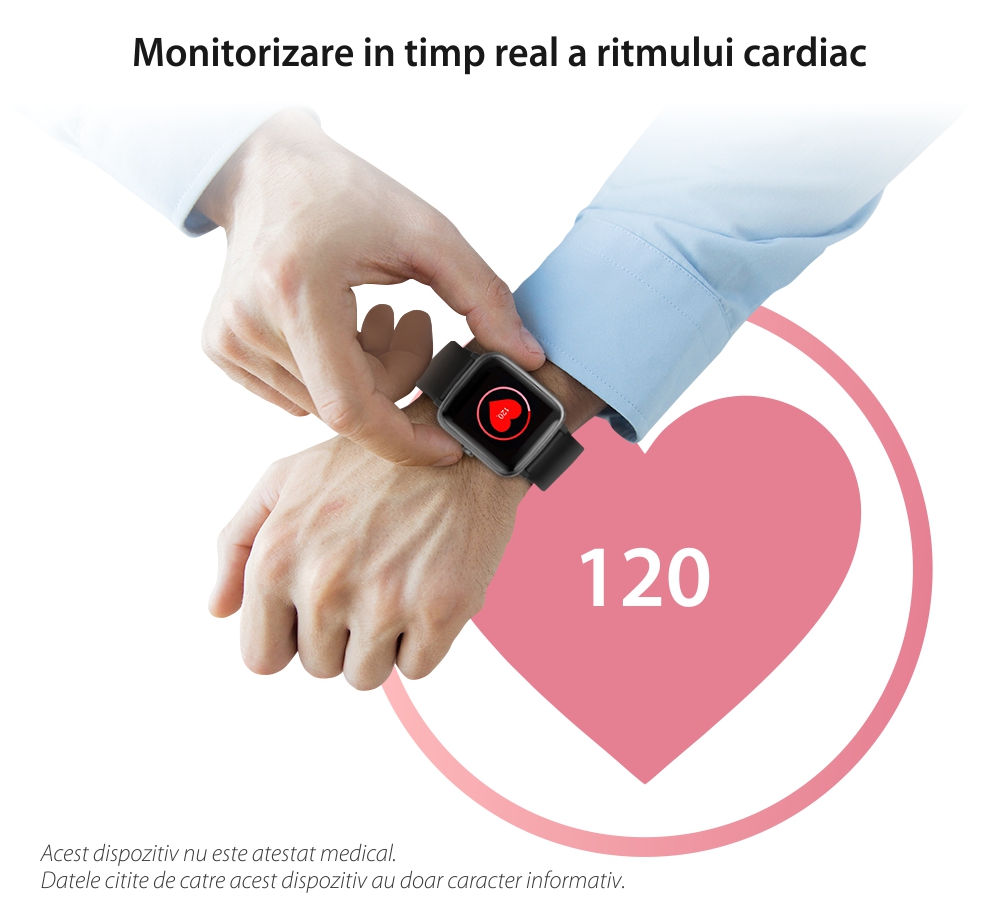 Ceas Smartwatch XK Fitness ID205L cu Functie monitorizare ritm cardiac, Somn, Sedentarism, Moduri sportive, Pedometru, Calorii, Roz