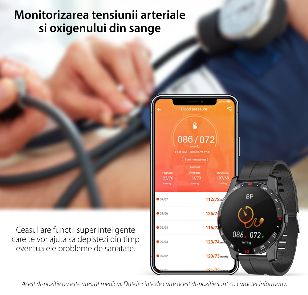 Ceas Smartwatch XK Fitness F12S Pro cu Monitorizare Automata Puls, Tensiune, Oxigen, Somn, Memento sedentar, Moduri sportive, Calorii, Verde