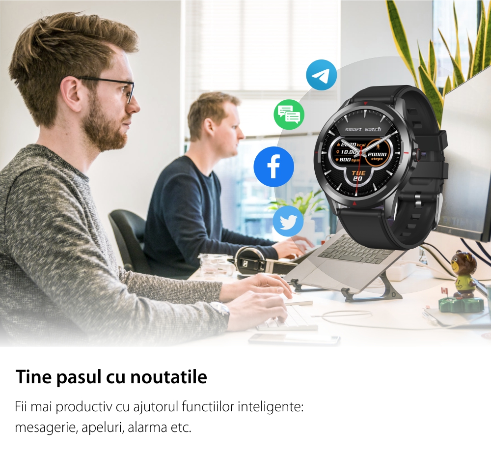 Ceas Smartwatch Twinkler TKY-Q29, Maro cu Functii sanatate, Moduri fitness, Pedometru, SMS / Apel Reminder, Memento sedentar, Alarma