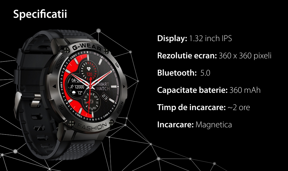 Ceas Smartwatch XK Fitness K28H cu Functii monitorizare sanatate, Cadran personalizat, Calitatea somnului, Moduri sportive, Calorii, Memento, Albastru