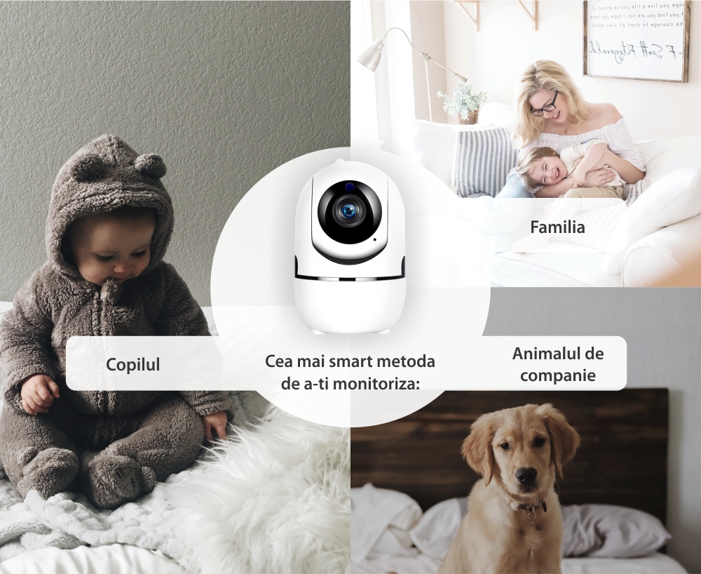 Video Baby Monitor B180, Comunicare bidirectionala, Microfon, Vedere nocturna IR, Rotire camera, Slot card SD