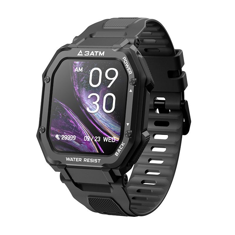Ceas Smartwatch XK Fitness C16 cu Functie de monitorizare somn, Ritm cardiac, Tensiune arteriala, Pedometru, Notificari, Negru image