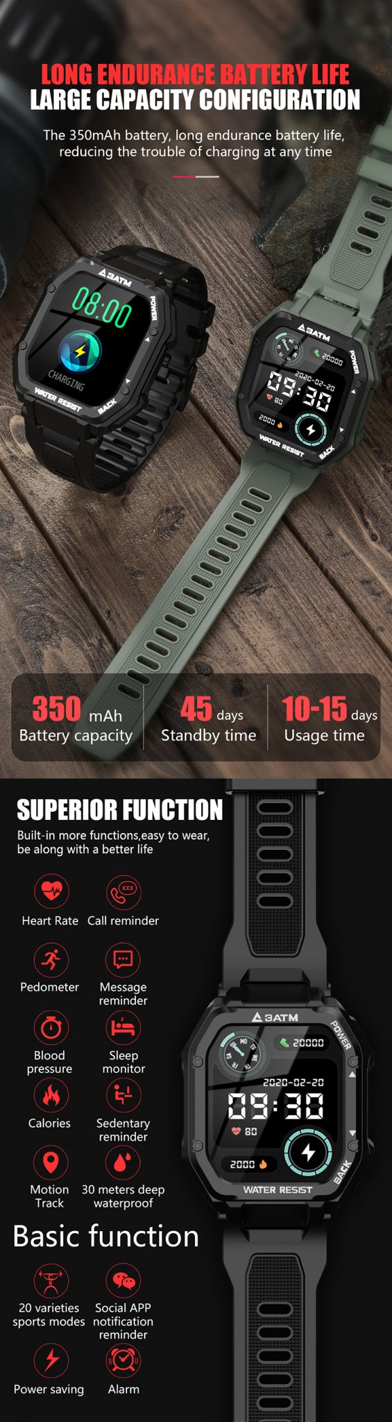 Ceas Smartwatch XK Fitness C16 cu Functie de monitorizare somn, Ritm cardiac, Tensiune arteriala, Pedometru, Notificari, Verde