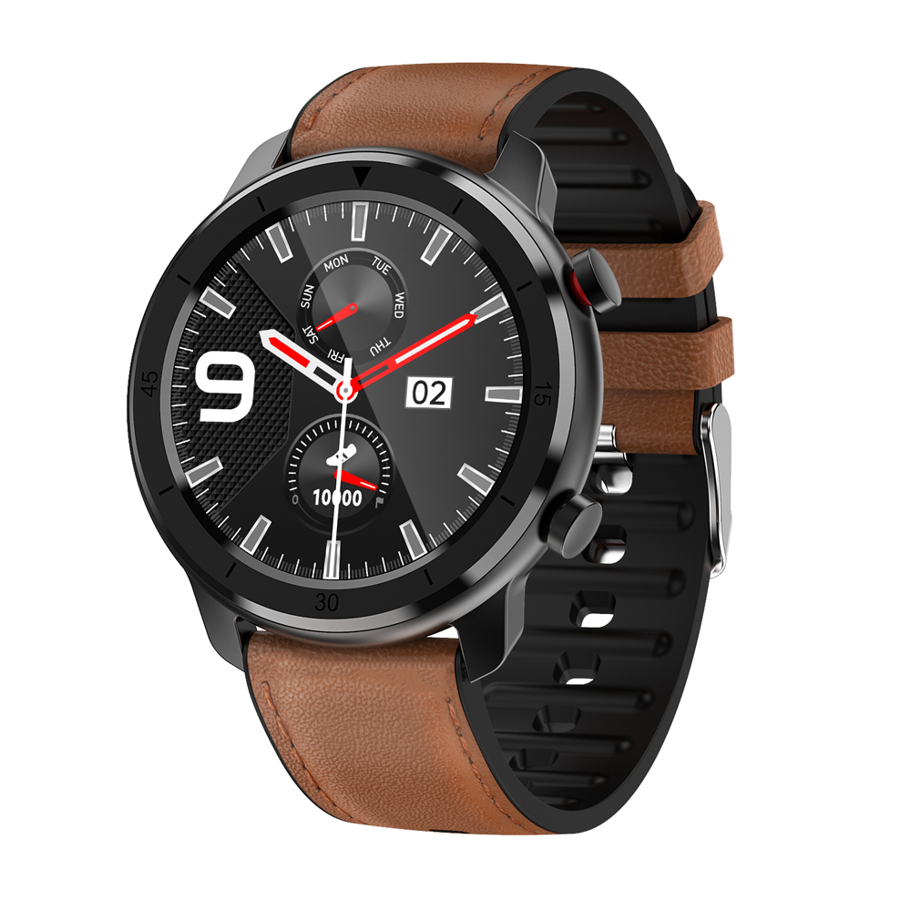 Ceas Smartwatch XK Fitness M97 cu Display 1.28 inch, Functii sanatate, Antrenament, Piele, Maro / Negru Xkids
