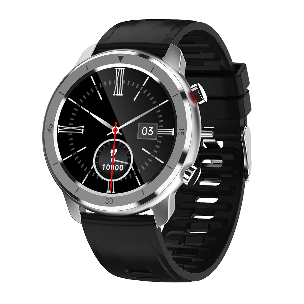 Ceas Smartwatch XK Fitness M97 cu Display 1.28 inch, Functii sanatate, Antrenament, Silicon, Negru / Argintiu