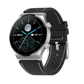 Ceas Smartwatch XK Fitness M99 cu Display 1.28 inch IPS, Puls, Tensiune, Piele, Negru / Argintiu