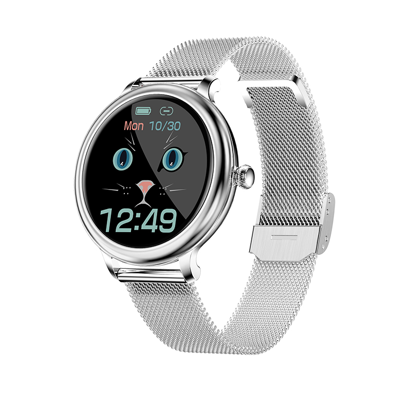 Ceas Smartwatch Dama XK Fitness NY13 cu Display 1.08 inch, Puls, Moduri sport, Metal, Argintiu Xkids