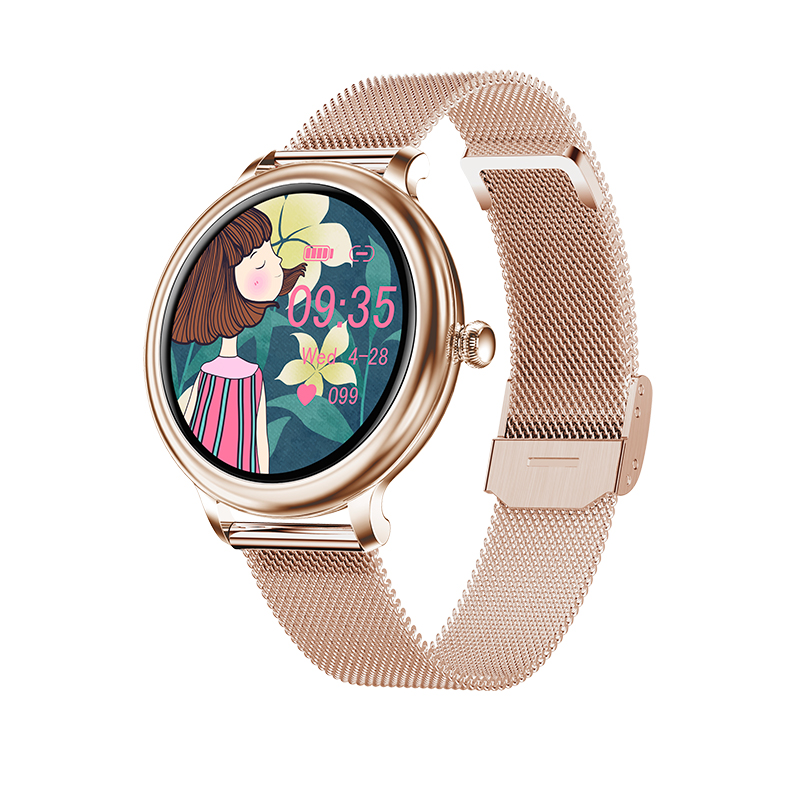 Ceas smartwatch dama xk fitness ny13 cu display 1.08 inch, puls, moduri sport, metal, auriu