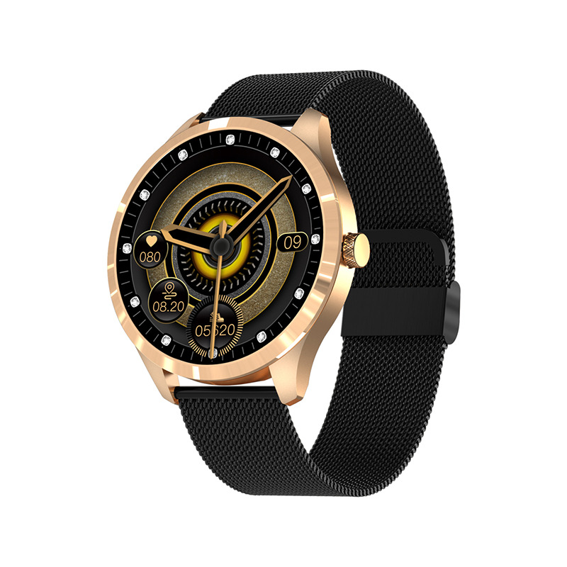 Ceas Smartwatch XK Fitness Q9L cu Display 1.28 inch, Oxigen, Puls, Negru / Auriu XK Fitness imagine noua 2022