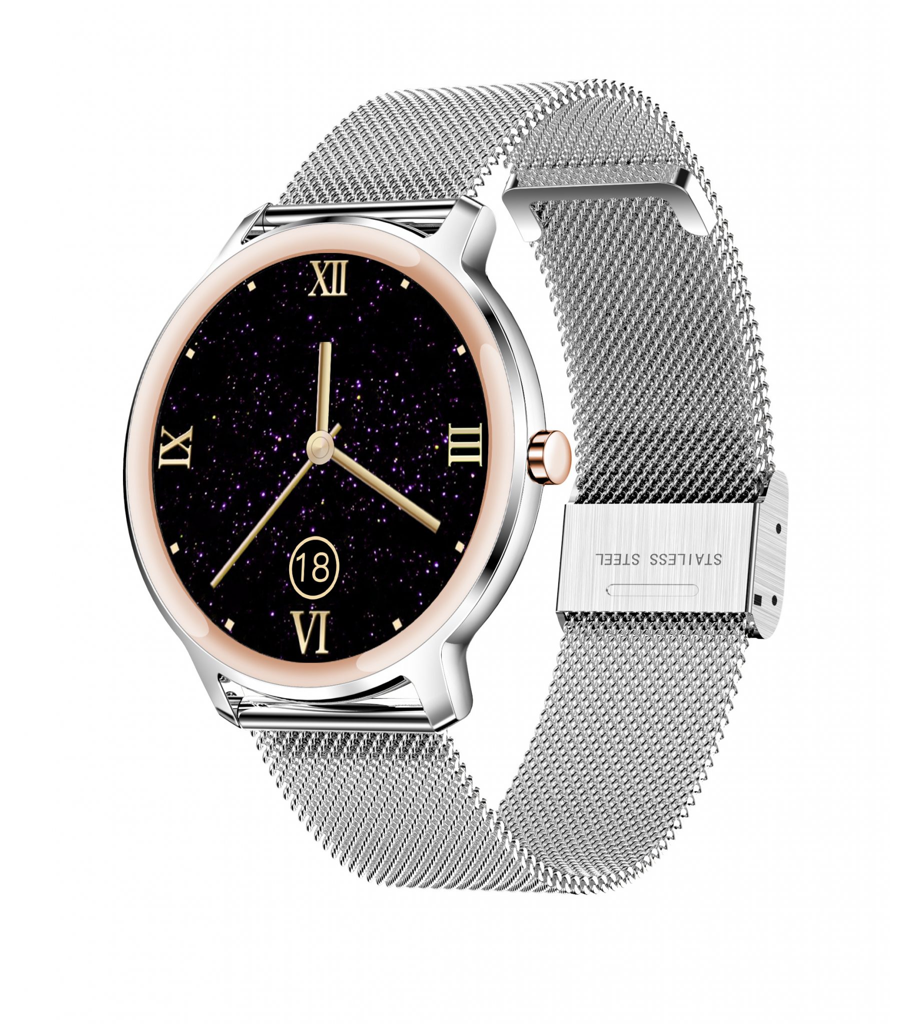Ceas Smartwatch XK Fitness R18 cu Display 1.10 inch IPS, Functii sanatate, Notificari, Argintiu XK Fitness imagine 2022 crono24.ro