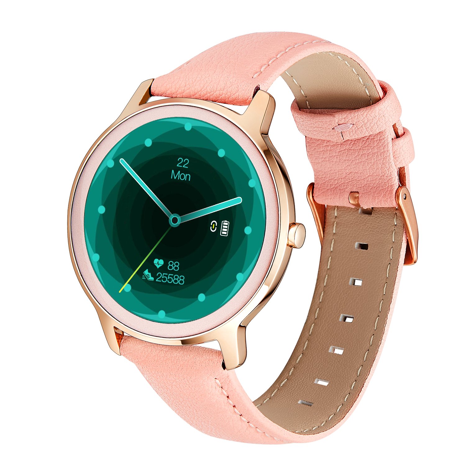 Ceas Smartwatch XK Fitness R18 cu Display 1.10 inch IPS, Functii sanatate, Notificari, Roz 1.10 imagine Black Friday 2021