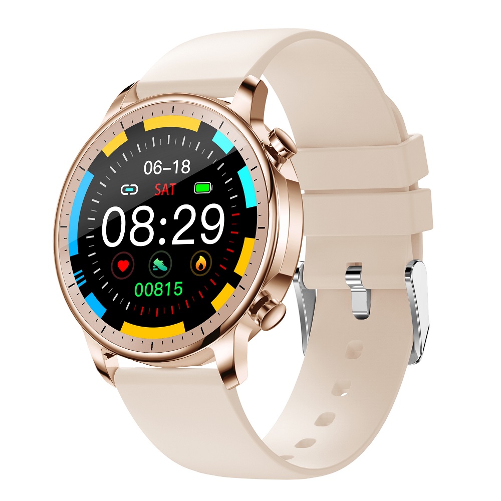 Ceas Smartwatch XK Fitness V23 cu Display 1.3 inch, Monitorizare sanatate, Calorii, Pasi, Auriu 1.3 imagine Black Friday 2021