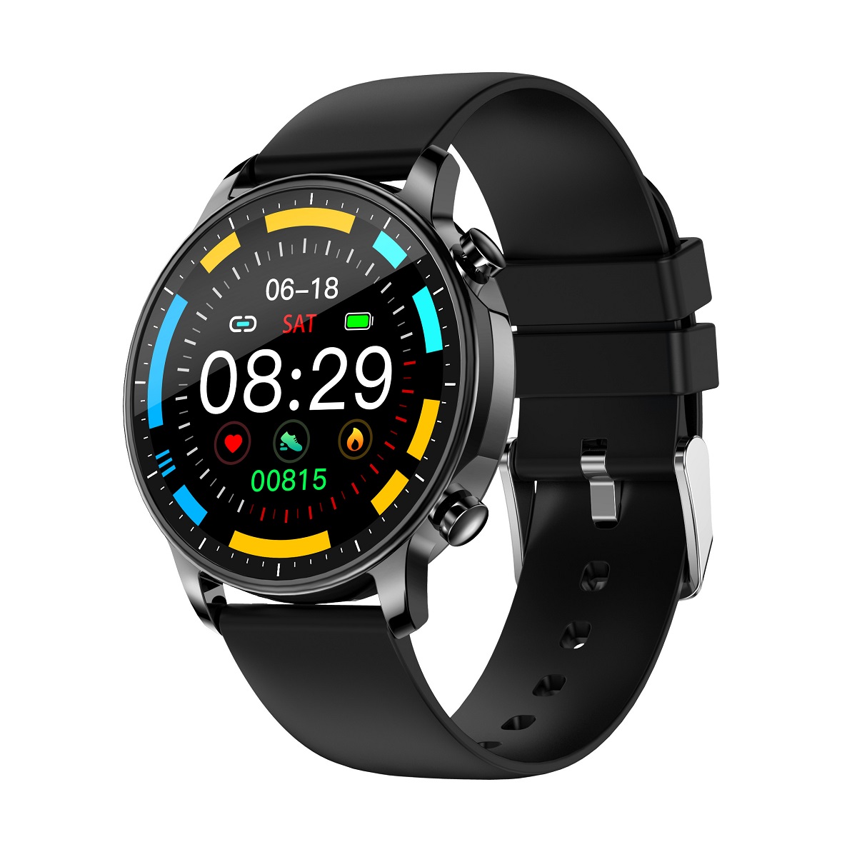 Ceas Smartwatch XK Fitness V23 cu Display 1.3 inch, Monitorizare sanatate, Calorii, Pasi, Negru 1.3 imagine noua 2022