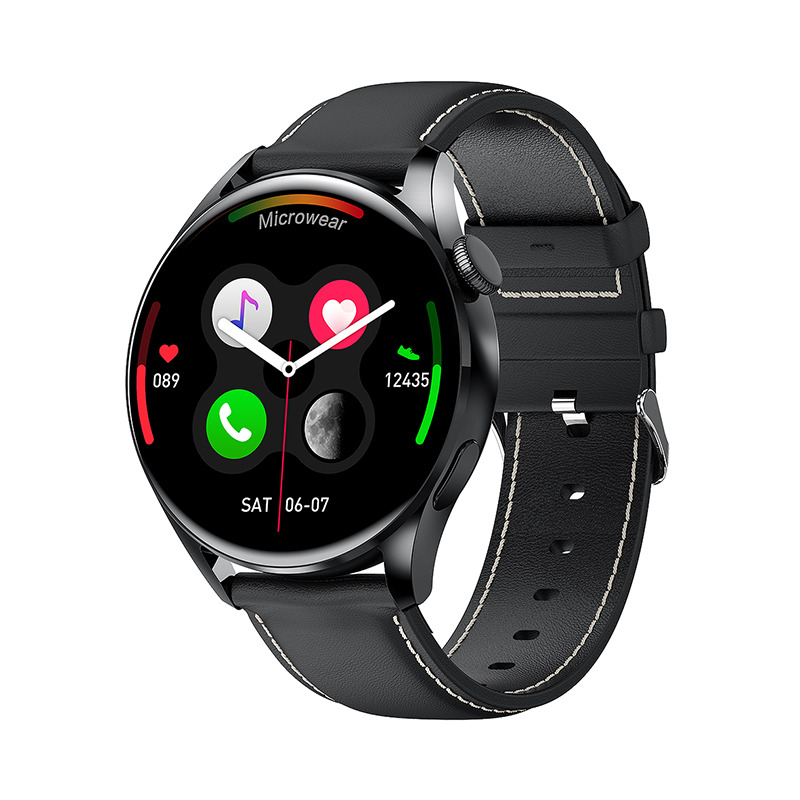Ceas Smartwatch XK Fitness Wear 3 cu Display 1.3 inch, Puls, Tensiune, Notificari, Piele, Negru XK Fitness imagine 2022 crono24.ro