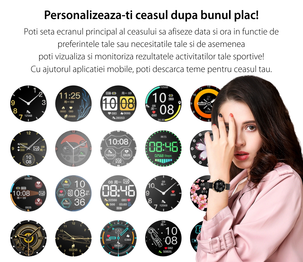 Ceas Smartwatch XK Fitness Q9L cu Display 1.28 inch, Oxigen, Puls, Auriu