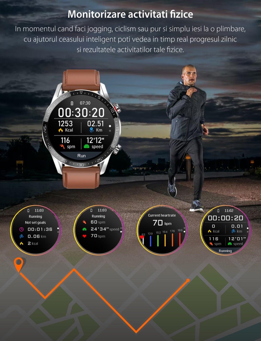 Ceas Smartwatch XK Fitness L13 cu Moduri sportive, Nivel oxigen, Ritm cardiac, Metal, Negru