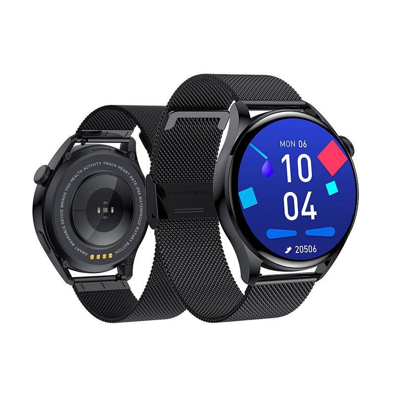 Ceas Smartwatch XK Fitness Wear 3 cu Display 1.3 inch, Puls, Tensiune, Notificari, Metalic, Negru
