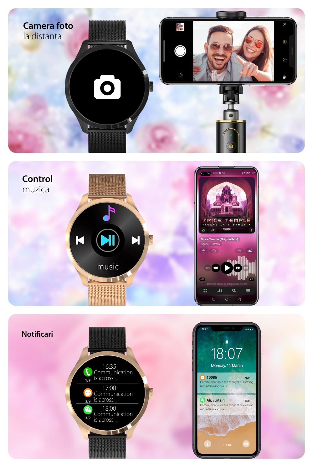 Ceas Smartwatch XK Fitness Q9L cu Display 1.28 inch, Oxigen, Puls, Negru / Auriu