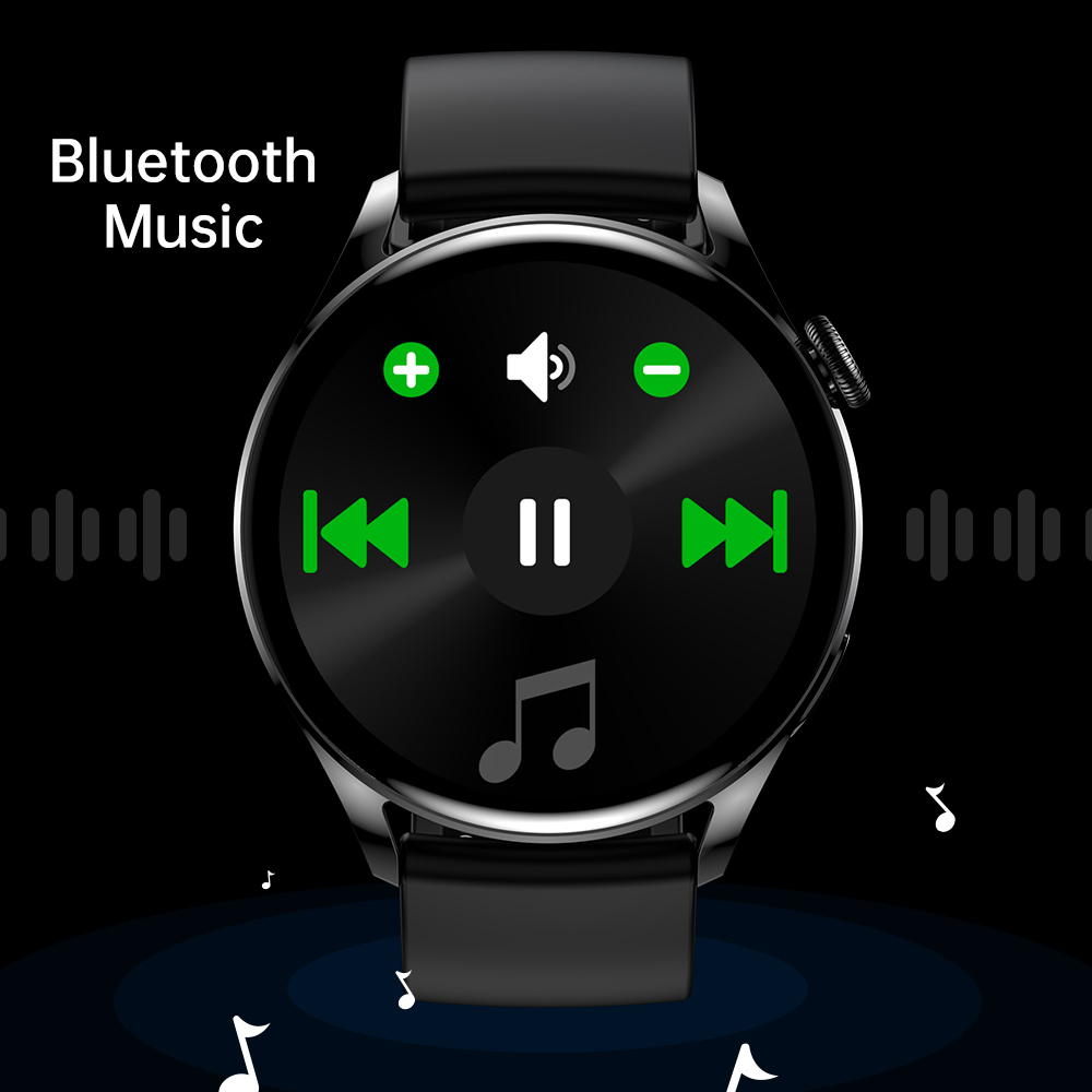 Ceas Smartwatch XK Fitness Wear 3 cu Display 1.3 inch, Puls, Notificari, Metalic, Negru